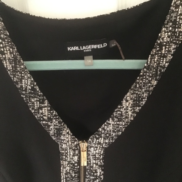 Karl Lagerfeld sleeveless tunic dress with tweed trim. Size 14 - Picture 2 of 4